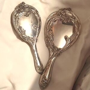 Vintage Silver Plate Vanity Set (Brush & Mirror) in Excellent  Condition